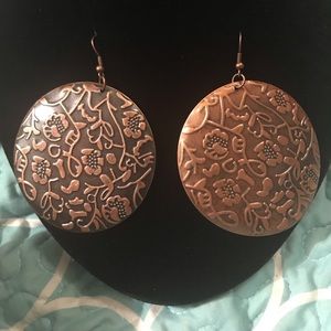 Copper Colored Distressed Earrings
